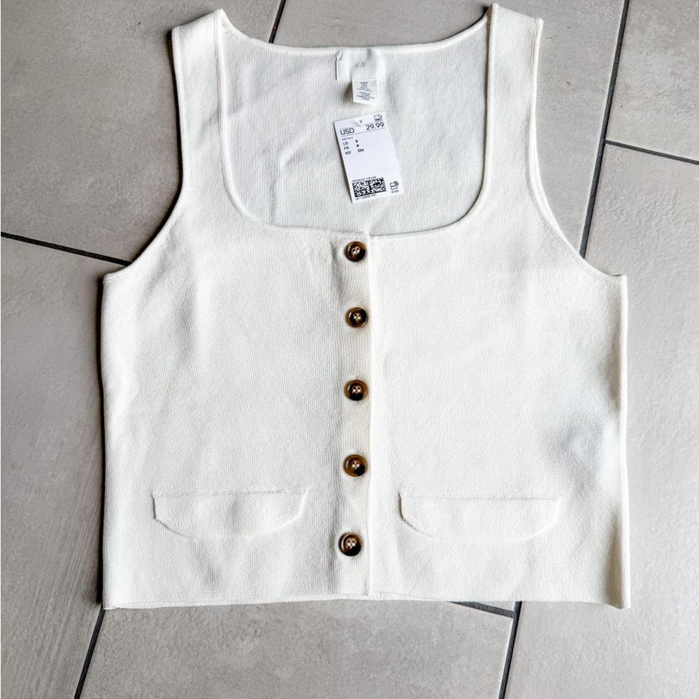 NWT! H&M White Button-Up Women's Top Size S/M